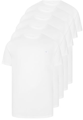 BadRhino Big & Tall 5 Pack Extra Long Core T-Shirts - Men's - Plus Size Curve White