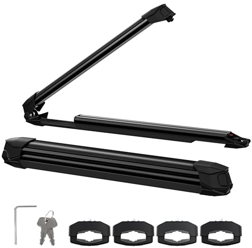 Ski- und Snowboard-Dachträger, Universal-Skiträger, mit Anti-Diebstahl-Schloss, 28'' Passend für 6 Paar Skier/4 Snowboards, Passend für Square/Round/Aero/Oval Cross Bars, eisenhaltig