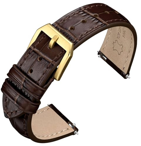 ANNEFIT Leder Uhrenarmbänder 16mm 18mm 19mm 20mm 22mm 24mm, Alligator Geprägte Ersatzarmbänder Armband mit Schnellverschluss
