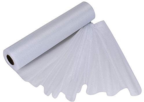 Trimming Shop Organza-Rolle, 25 m x 29 cm, schneetransparenter Glitzerstoff, Elegantes Dekotuch für Stuhl, Bogenschärpe, Tischläufer, Hochzeitslocation, Partydekoration, Weiß