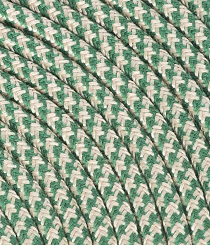 Cable de tela para lámpara, cable de tela de 3 hilos (3 x 0,75 mm2), Arena/Verde. Fabricado en Italia (5 Metri)