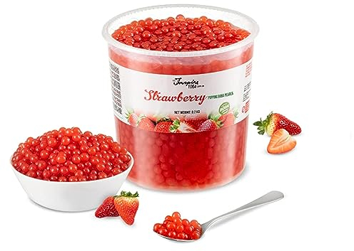 POPPING BOBA - Sferette alla frutta per Bubble Tea - Fragola - 3.2 kg - nessun colorante artificiale, basso contenuto di zucchero, succo di frutta vero, 100% vegan e senza glutine