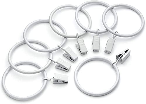 Dekorative Gardinenringe aus Metall mit Clips, 3,8 cm Innendurchmesser, Weiß, 40 Stück