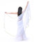 SHOWYOU Leichter halbrunder Chiffon-Handschal, Bauchtanz-Kostüm, Outfit, Hüftschal, Paillettenbesatz, Schal, Schleier, Weiss/opulenter Garten, 98.43 x 47.24 inch