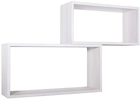 MODULARREDO | BIS RETTANGOLO BISLUNGO Set di 2 Mensole da Muro, Pensile Bagno, Mensola da Parete, Scaffale da Parete, Rovere Imperiale, 70x35 p20 cm e 60x30 p20 cm - Made in Italy