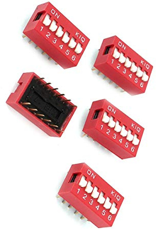 Aexit 5 pcs 6 vías 12 pines 2,54 mm Pitch PCB montado Tipo de piano (model: V4445IVVIII-9621WA) Interruptor DIP Rojo