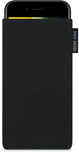 Adore June Classic Schwarz Tasche kompatibel mit iPhone SE2 2020 Handytasche aus widerstandsfähigem Cordura Stoff mit Display Reinigungs-Effekt, Made in Europe