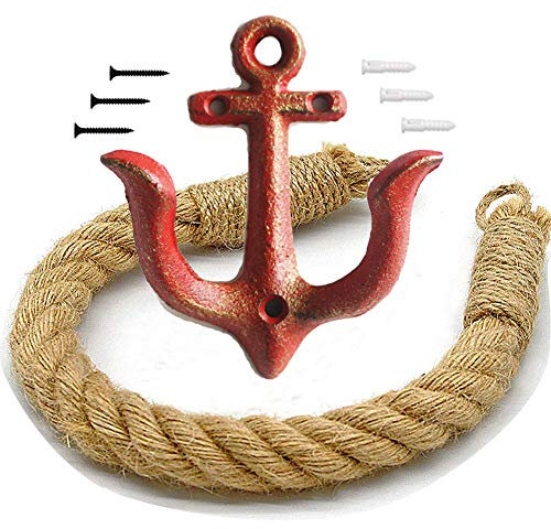 KiaoTime - Porta carta igienica in corda anticata da bagno, Tema Spiaggia Oceano con gancio di ancoraggio in metallo per spiaggia, decorazione da bagno