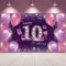 Happy Birthday Party Dekoration, Großer Stoff Rosa Lila Happy 10th Birthday Jahrestag Zeichen Banner Foto Stand Hintergrund Mit Seil Für Geburtstag Party Gefallen, 72,8 x 43,3 Zoll