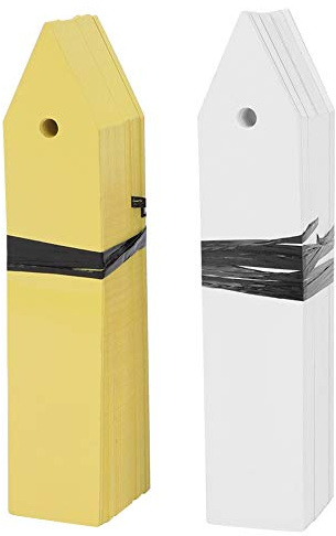 100Pezzi Etichette da Piante Impermeabili in Plastica con Foro, 10x2cm Marcatori di Piante, Etichette Riutilizzabili per Vasi da Fiori, Etichette per Piante per Segni di Semi (Bianco + Giallo)