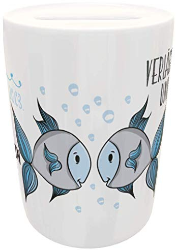 Spardose Sternzeichen mit Name Geldgeschenk zu Geburt Taufe Geburtstag (Fische)