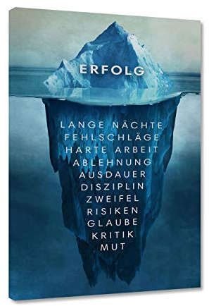 Hustling Sharks® Motivationsbilder als XXL Wandbild Eisberg des Erfolgs - Hochformat (Leinwandbild, 60 x 90 cm), Wandbilder Motivation, Bilder Büro, Bilder mit Sprüchen
