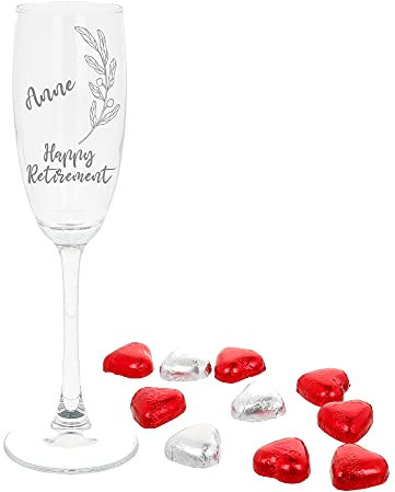Always Looking Good Engraved Personalised Filled Retirement Champagne Glass Gift (Hearts Filled)
