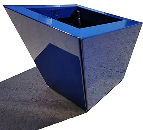 InterLock Pot de Fleurs en Aluminium-Composite, Couleur (Bleu Outre-mer Brillant), Pan coupé évasé, Dimensions au Sol 20x20 cm Hauteur 30-25-20 cm Fabrication française by