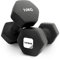 KAYMAN Neoprene Dumbbell Pair with Anti-Slip Grip, Hex Edges, Water-Resistant Surface & Free Workout Poster Guide - Weight Set for Home, Gym & Fitness Training Equipment - Unisex (10kg - Black)