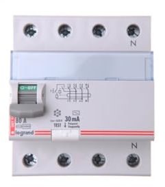 Disjoncteur à courant résiduel 4P 80A 0,03A Type AC P304 DX3 411705 legrand 3245064117050