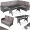 TecTake® Ensemble Salon de Jardin Exterieur XXL en Poly Rotin Canapé 6 Places Rembourrage Moelleux et 1 Table de Jardin, Mobilier de Jardin pour Amenagement Balcon Terrasse Veranda Canapé rotin