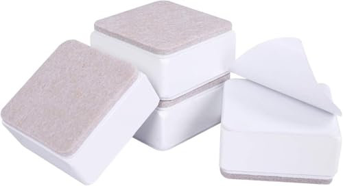 FASONLA Betterhöhungen (8 Stück) Möbelerhöhungen, Höhe 2,5 cm, 5,1 cm, 7,6 cm oder 10,2 cm, massives Naturholz, rutschfeste Aussparung für schwere Betten/Möbel (weiß)