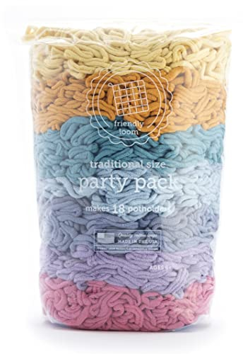 friendly loom Party Pack Botanicals 7 Traditional Size Cotton Loops Makes 18 (6 x 6) Potholders by Harrisville Designs Made in The USA