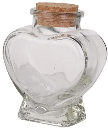 Snner 1pc Mini Herzform Glasflasche klare Aufbewahrungsgläser Flaschenbehälter Flaschen mit Korken wünschen