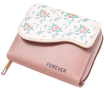 Diyafas Blumenmuster Geldbörsen für Damen Brieftasche mit Reißverschluss Tasche Kurze Geldbeutel Mädchen Kartenhalter