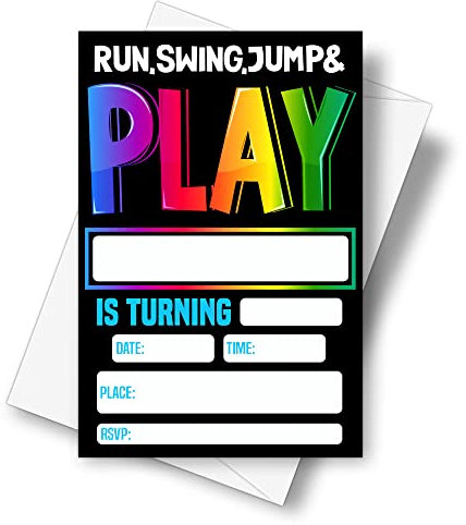 DETIHO Einladungskarten für Spielplatz, Geburtstagsparty, mit Umschlägen, 10,2 x 15,2 cm, 20 Sets