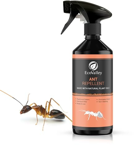 EcoValley Ant Repellent Spray 500ml - Effective Indoor and Outdoor Ant Stopper - Humane, Formula - Safe Alternative to Ant Terminator