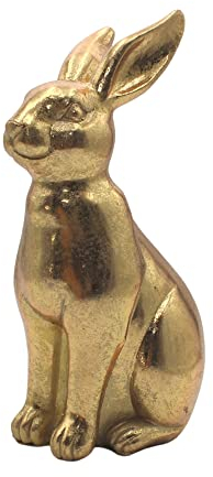 Dekohelden24 Goldener Hase aus Polyresin, Osterhase, Osterdeko, Größe: L/B/H ca.12 x 8 x 22 cm