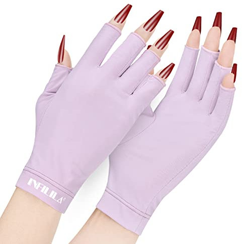 INFILILA - Guantes UV para uñas, guantes anti luz UV para uñas de gel, guantes profesionales de protección UV UPF 99+ para manicura de gel, cuidado de la piel, guantes sin dedos para proteger las