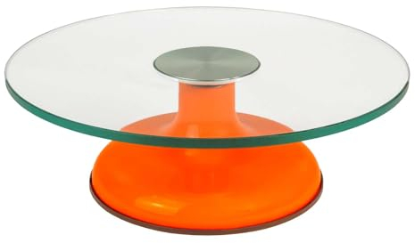 INTIRILIFE piatto per torte rotante con base antiscivolo in arancione - 30 x 10 cm - piatto per torte piatto da portata rotondo per dolci
