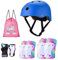 YUDOXN Knieschoner Kinder 7 in 1 Set mit Skaterhelm. Knieschoner Ellenbogenschoner Inliner Kinder mit Verstellbaren Helm Protektoren Skateboard Helm Set Fahrrad Schützer Sport (Blue, S)