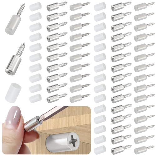 50 Stück selbstschneidende Schrauben, Schrank-Laminatstütze, Regalstifte mit rutschfester Hülse, Regalhalter, Stahlstift, selbstbohrende Schrauben, integrierte Schraube für Glasmöbel, Schrankstütze