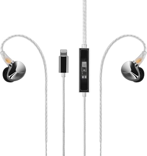 Questyle NHB12 Kabelgebundene Ohrhörer für iPhone mit Kopfhörerverstärker [Apple MFi zertifiziert] True Lossless In-Ear-Kopfhörer mit Lightning-Anschluss, 192 kHz Hi-Res Musik, IEM, HiFi-Stereo,