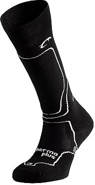 Lurbel Altitude Six Thermo-Socken, Skisocken, hohe Socken, Schneesocken, atmungsaktiv und geruchshemmend, Uni., Schwarz/Eisgrau, L