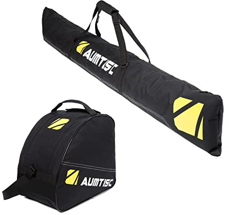 AUMTISC Skitasche Set Skisack &Skischuhtasche Längenverstellbare Bis 200 cm für 1 Paar Ski & Skischuhe…