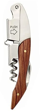 Waiters Wine Bottle Opener, Stainless Steel Waiter's Corkscrew with Solid Wooden Handle Manual Wine Key for Servers Bartenders