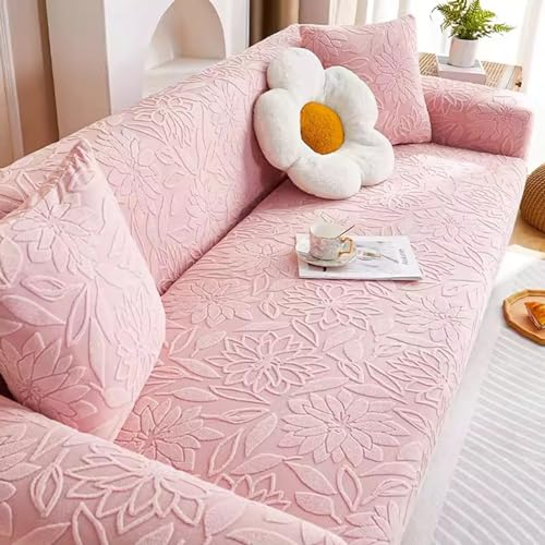 Sofabezug Dehnbare volle Abdeckung Weicher Jacquard Sofabezug mit Armlehnen Sofabezug in L-Form Staubdicht und katzenkratzfest (Farbe : Rosa, Größe : 2-Sitzer)
