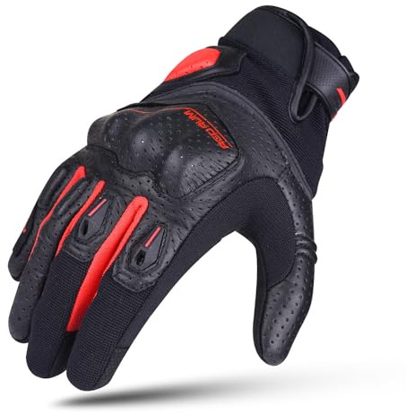 H-Cube Motorcycle Gloves Leather Hard Knuckles Windproof Touchscreen Motorbike Quad Moped ATV Dirt Bike Motocross Men & Women (Medium)