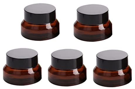 POPETPOP 5 Pcs brown glass bottle mini mason jars tea lights candle holder tealight candle holder mini lotion mini jars glass bottles Cream Bottles Make Up Jars small travel empty bottle
