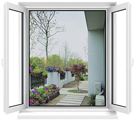 Apalus Fliegengitter Fenster, Zuschneidbar auf Fenstergrößen bis 110x130cm, Insektenschutz mit Starkem Klettband, Kinderleichte Montage, Presshilfe und Zuschneider Inklusive, Schwarz 2 Stück