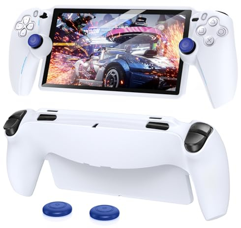 FYOUNG Protective Case for Playstation Portal, Silicone Soft Cover Case with Full Protection and Non-Slip Thumb Grips Accessories Kit for PS Portal - White