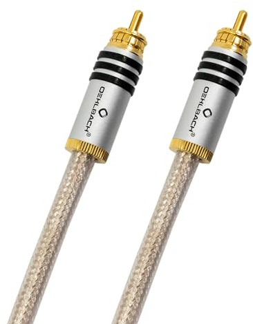 OEHLBACH SilverShield Flex - Hochwertiges digitales Audio-Cinchkabel, SPOFC Leiter, Geflechtschirmleiter, 75 Ohm, transparent-silver 1,0m