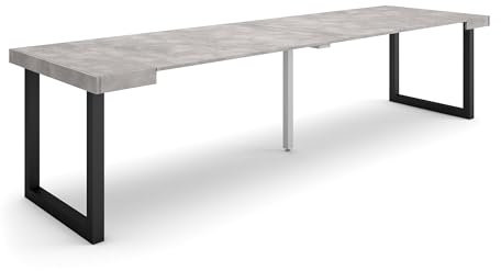 Skraut Home | Ausziehbarertisch | Multifunktionaler ausziehbarer | 300 | Für 14 Gäste | Massivholz Beine | Moderner Stil | Zement