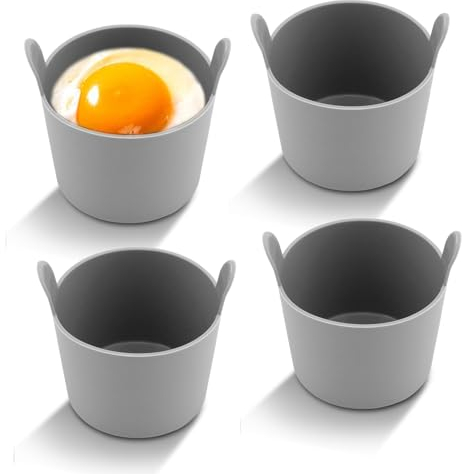 4pcs Ramekins for Air Fryer,Air Fryer Egg Moulds,Air Fryer Silicone Ramekin with Dual-Handle Reusable Air Fryer Egg Moulds for Air Fryer (4 Grey)