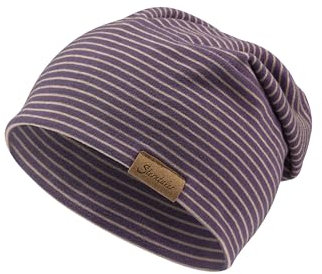 Sterntaler Beanie mit feinem Streifen - Mädchen Baby und Kinder Mütze aus weichem Microfleece - Mütze mit und ohne Umschlag tragbar - Übergangsmütze - lila, 53