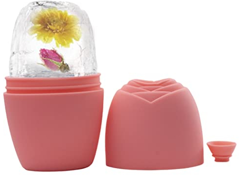 1 Pcs Ice Face Roller for Face and Eye Silicone Ice Mould Face Massager for Eye Puffiness Brighten and Tighten Skin Remove Fine Lines pinky