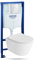 Lavita,Élément mural Solido + WC suspendu mural Praia blanc sans bord + abattant WC SoftClose,Bouton blanc brillant,Kit complet,Réservoir de chasse encastré,Kit complet,WC complet,