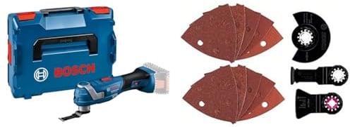 Bosch Professional 18V System Akku-Multi-Cutter GOP 18V-34 (inkl. 1x Sägeblatt, in L-BOXX) + 13tlg. Starlock Universal-Set (für Holz, Metall und Farbe, Sägen, Schleifen, und Schaben)