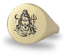 ANEMONE JEWELRY Benutzerdefinierte Hindu Siegelring - Personalisierte Hindu-Ring - Lord Shiva Ring - Bold Statement Ring