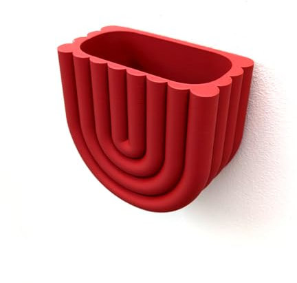 Househive Maceta flotante desmontable montada en la pared, color rojo, cesta para plantas de interior/suculentas